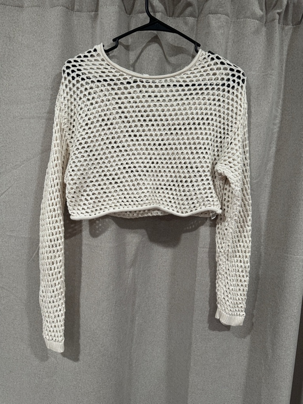 Garage Cream Open-Weave Cropped Sweater
